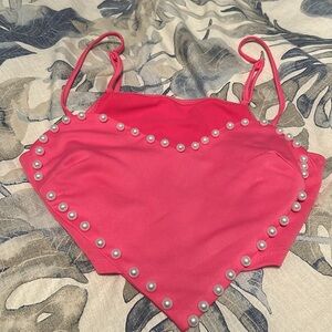 Pink pearl heart shaped top